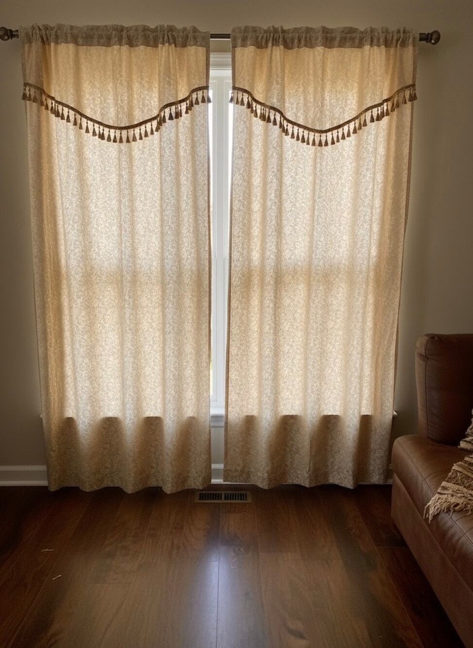 Double-Sided Chenille Window Curtains w/ Valances